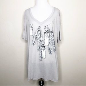 NEW Wildfox Soft Heathered Gray Oversized Shirt